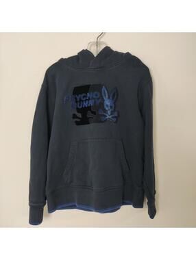 Psycho Bunny Navy Graphic Pullover Hoodie Kid's Size 5